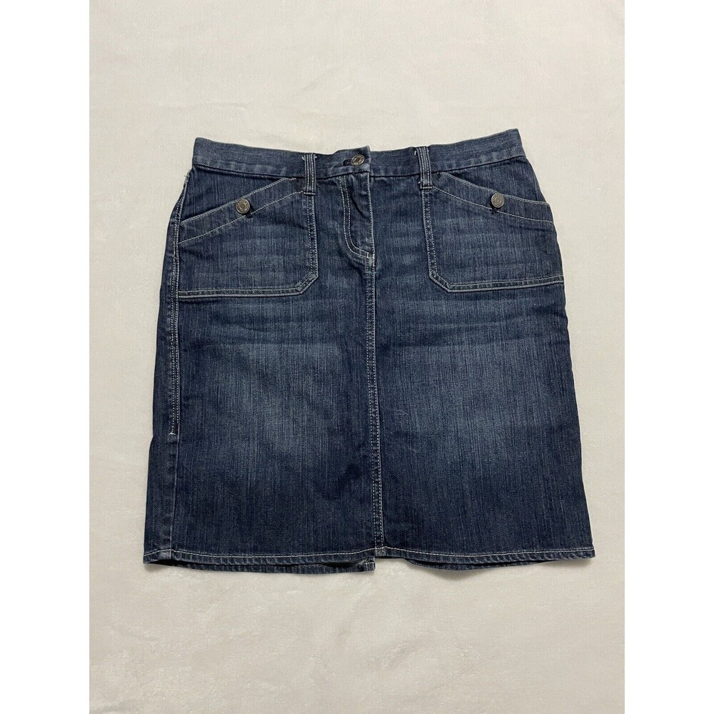 New York Company Ladies Stretch Denim Jean Skirt Size 8 Pockets Zipper